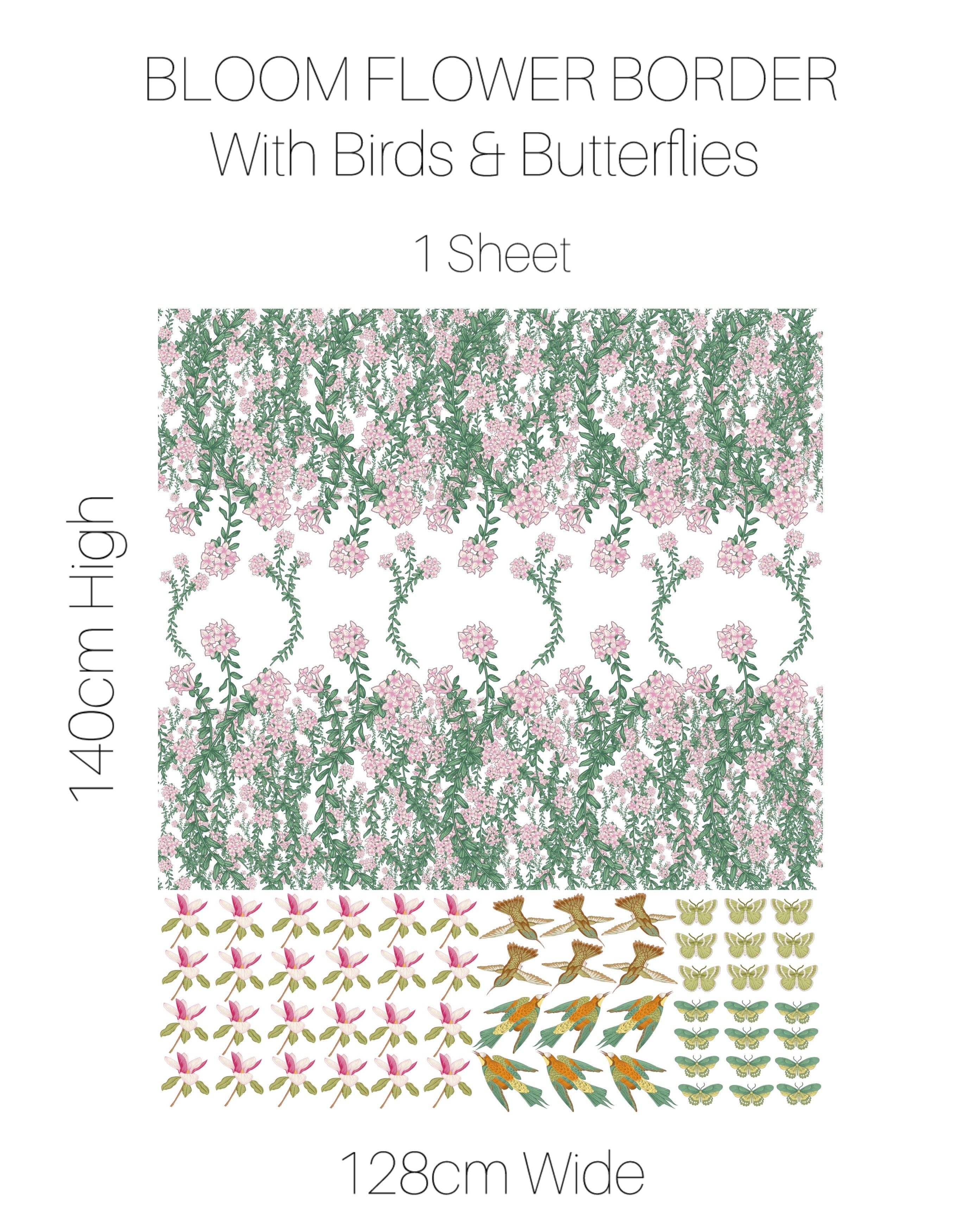 Decals Bloom Flower Border - Birds & Butterflies