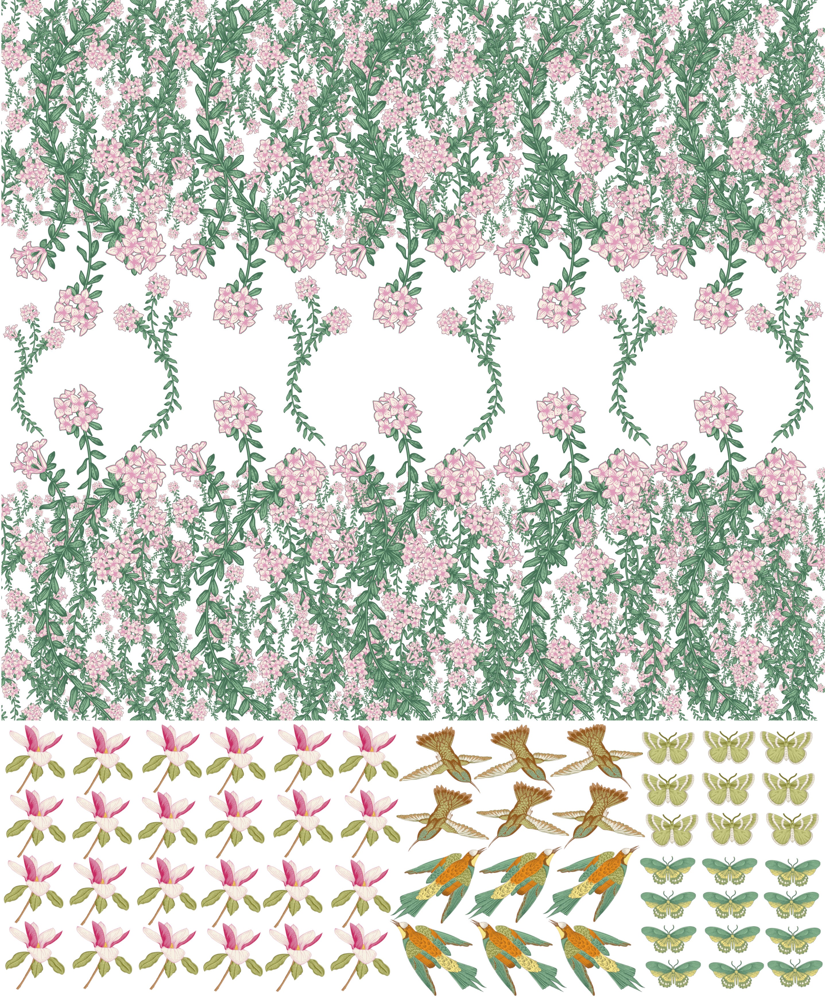 Decals Bloom Flower Border - Birds & Butterflies