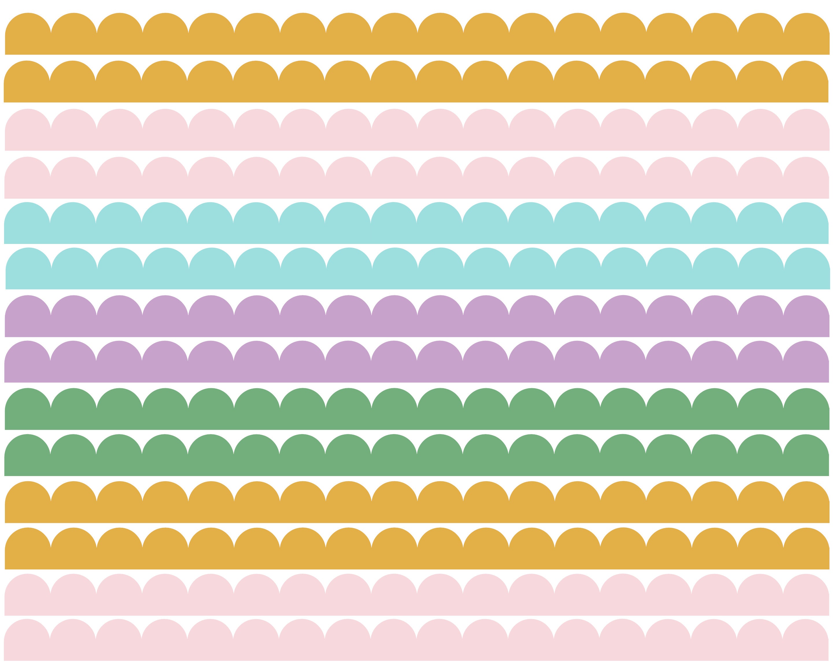 Decals Scalloped Rainbow Border Bulk Pack