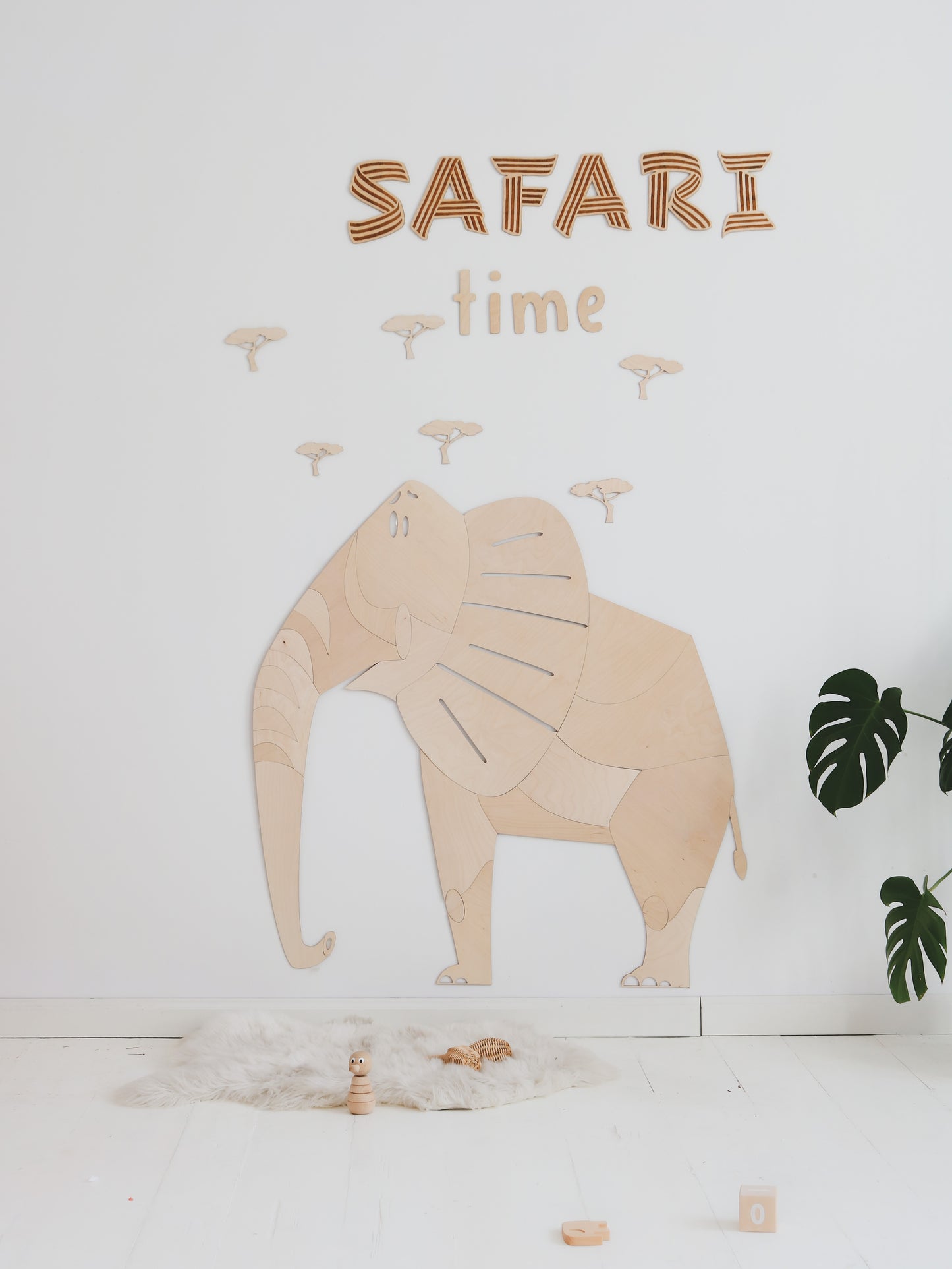 Wooden Safari Origami Wall Decoration - Elephant
