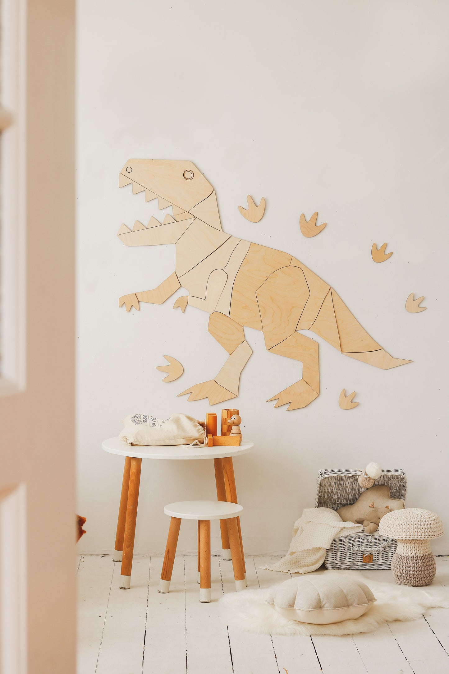 Wooden Dinosaur Origami Wall Decoration - Tyrannosaurus Rex