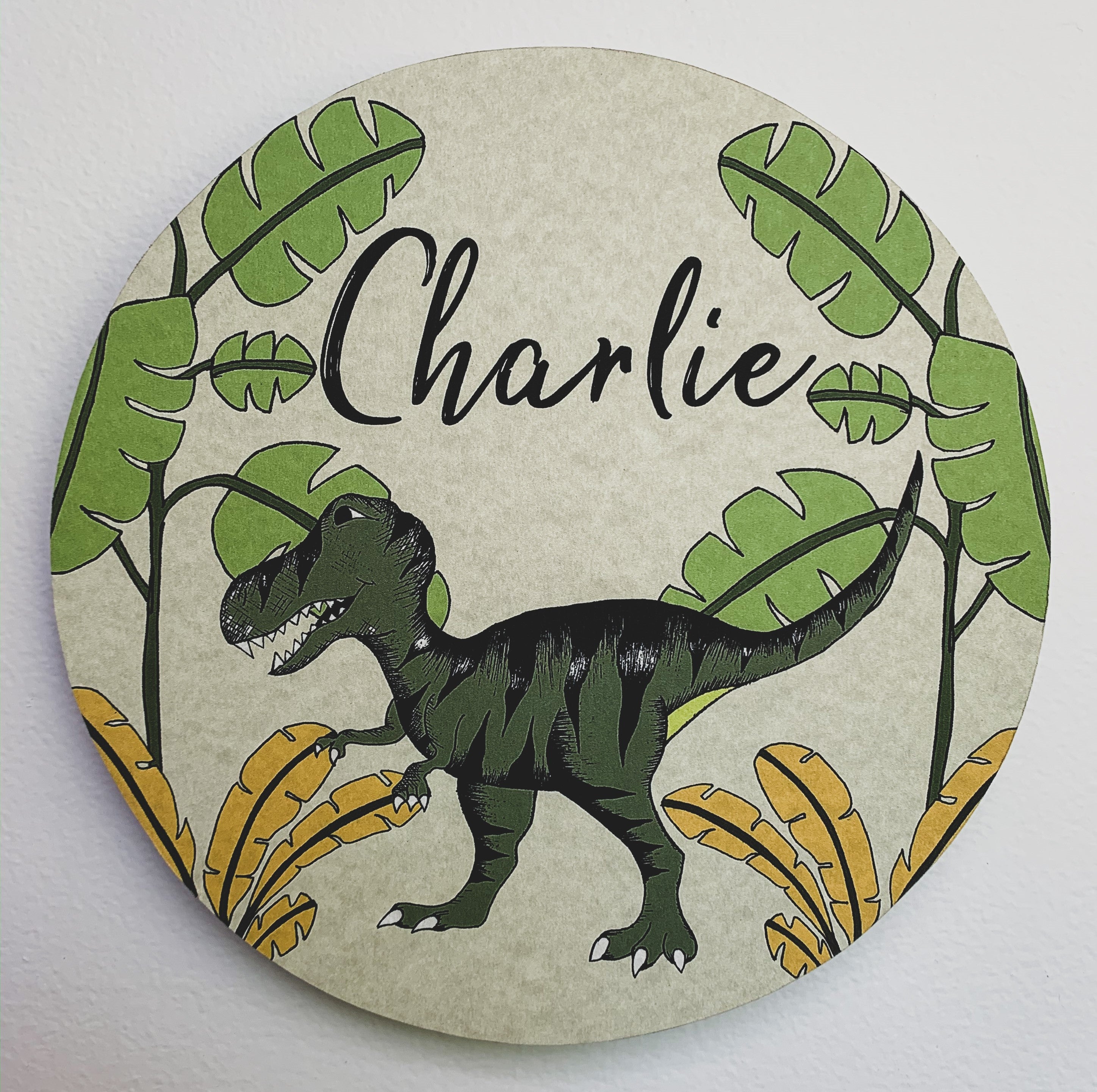 Personalised Wooden Dinosaur Plaque - Tyrannosaurus Rex