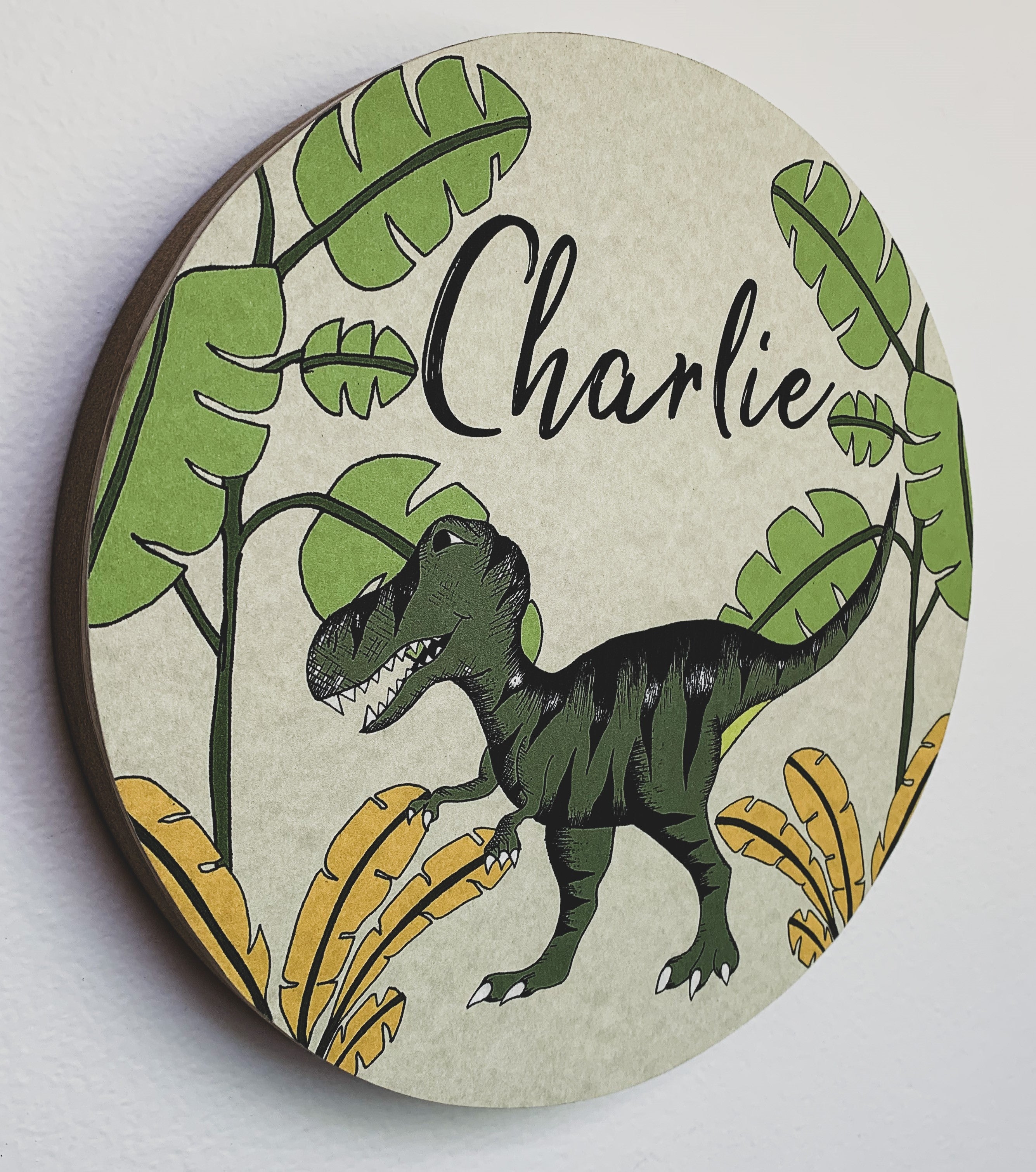 Personalised Wooden Dinosaur Plaque - Tyrannosaurus Rex