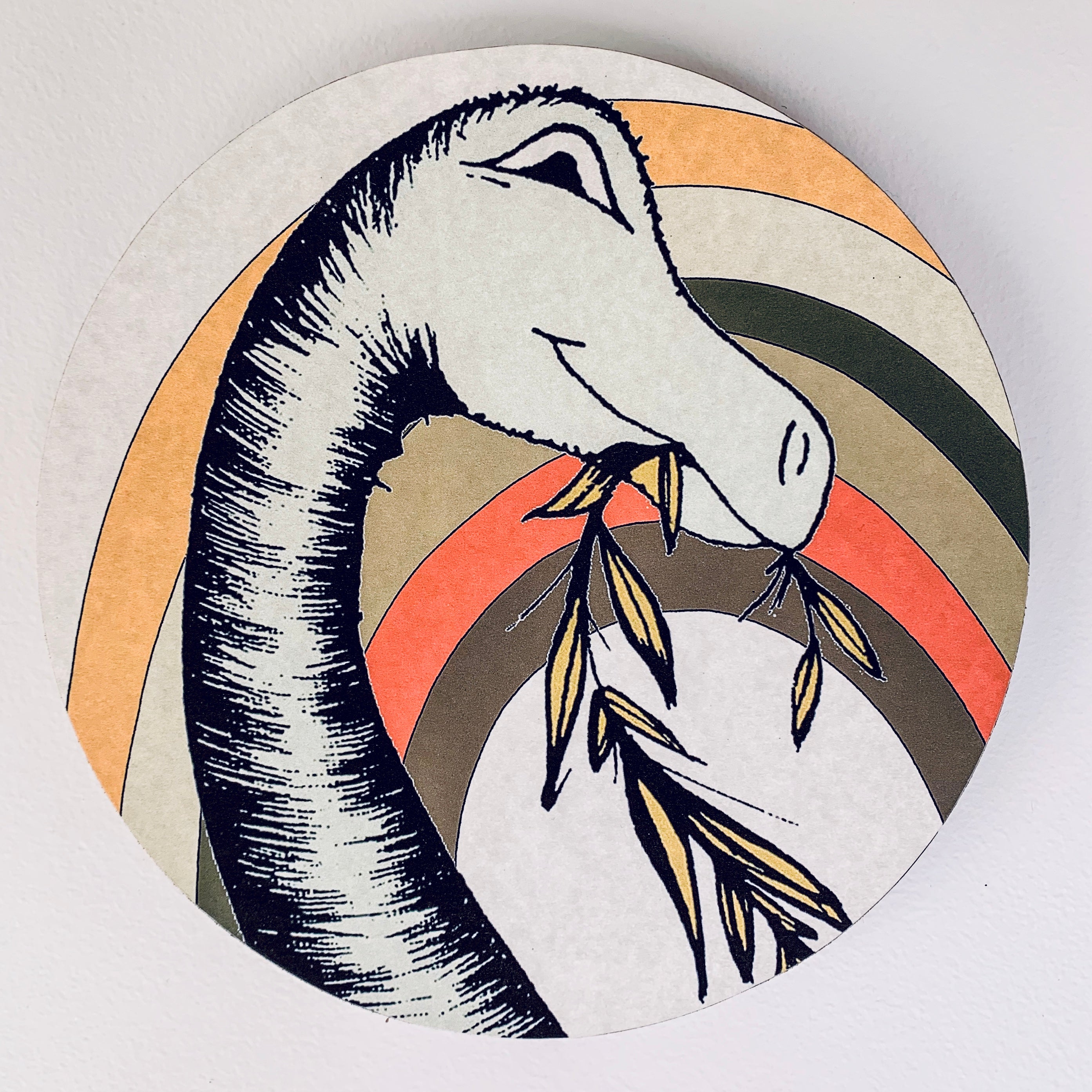 Wooden Dinosaur Plaque - Rainbow Brontosaurus Head