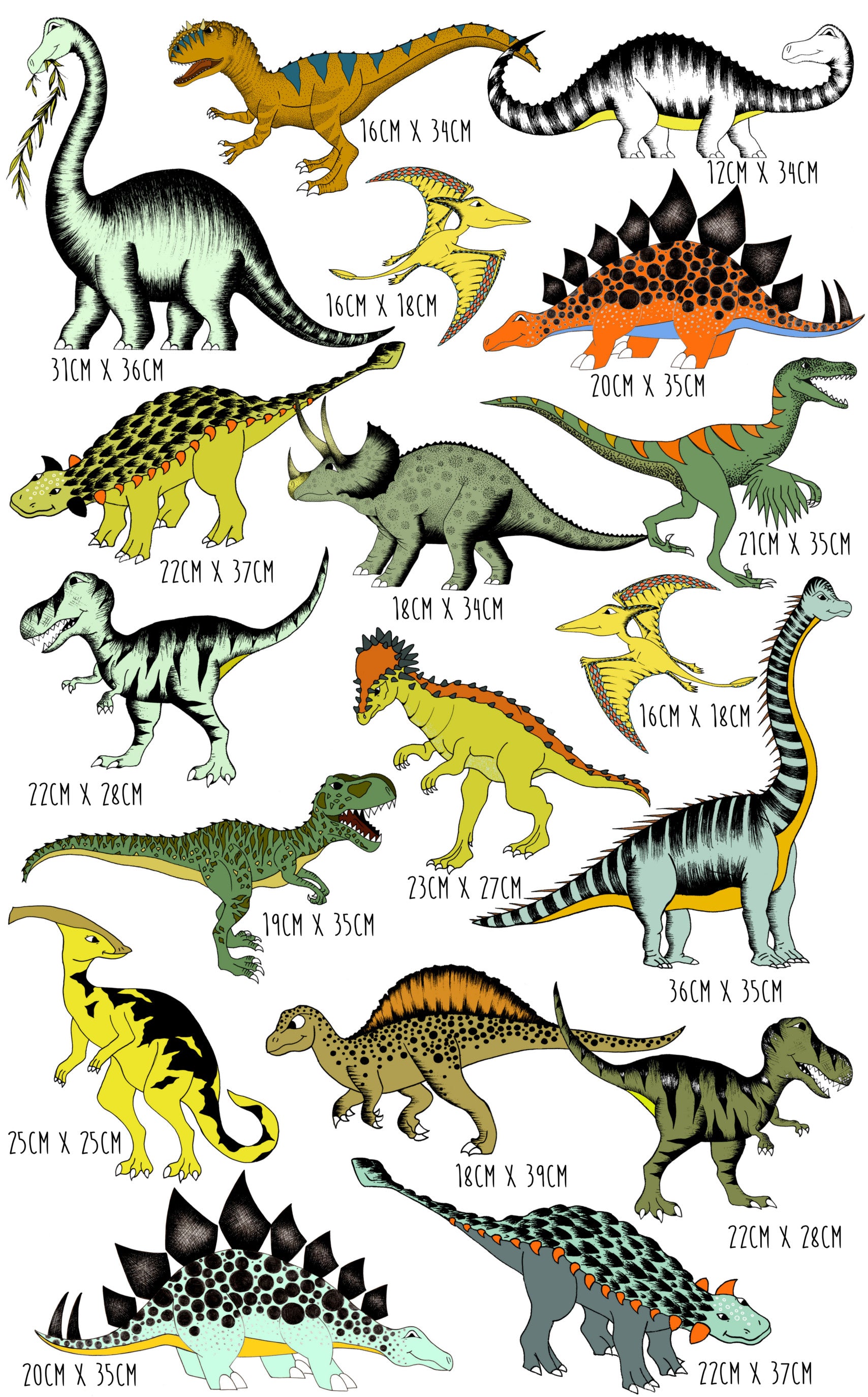 Decals - Dinosaur Mini's - 18 Pack
