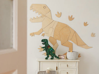 Wooden Dinosaur Origami Wall Decoration - Tyrannosaurus Rex