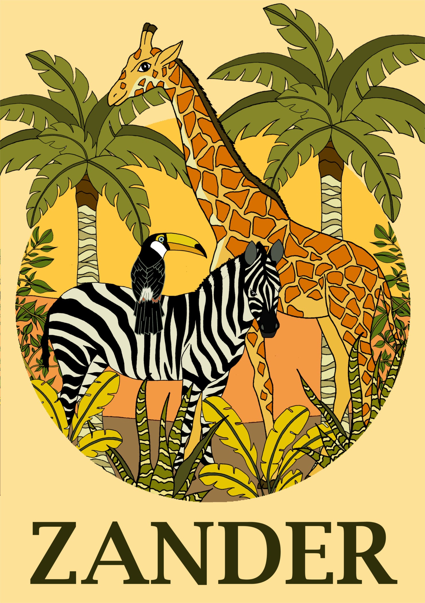Art Print - Personalised Safari Name Print