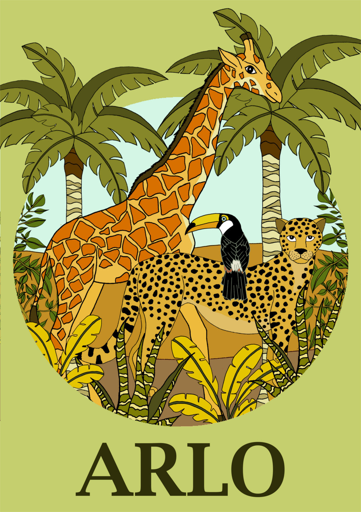 Art Print - Personalised Safari Name Print