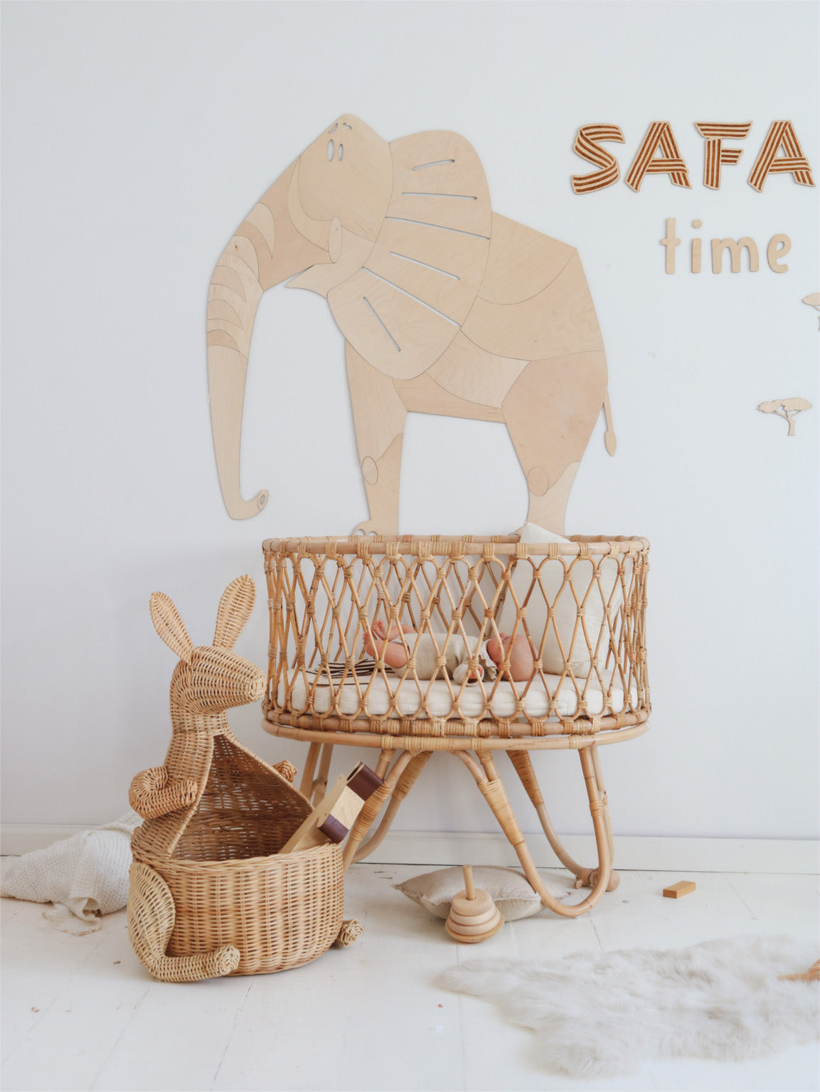 Wooden Safari Origami Wall Decoration - Elephant