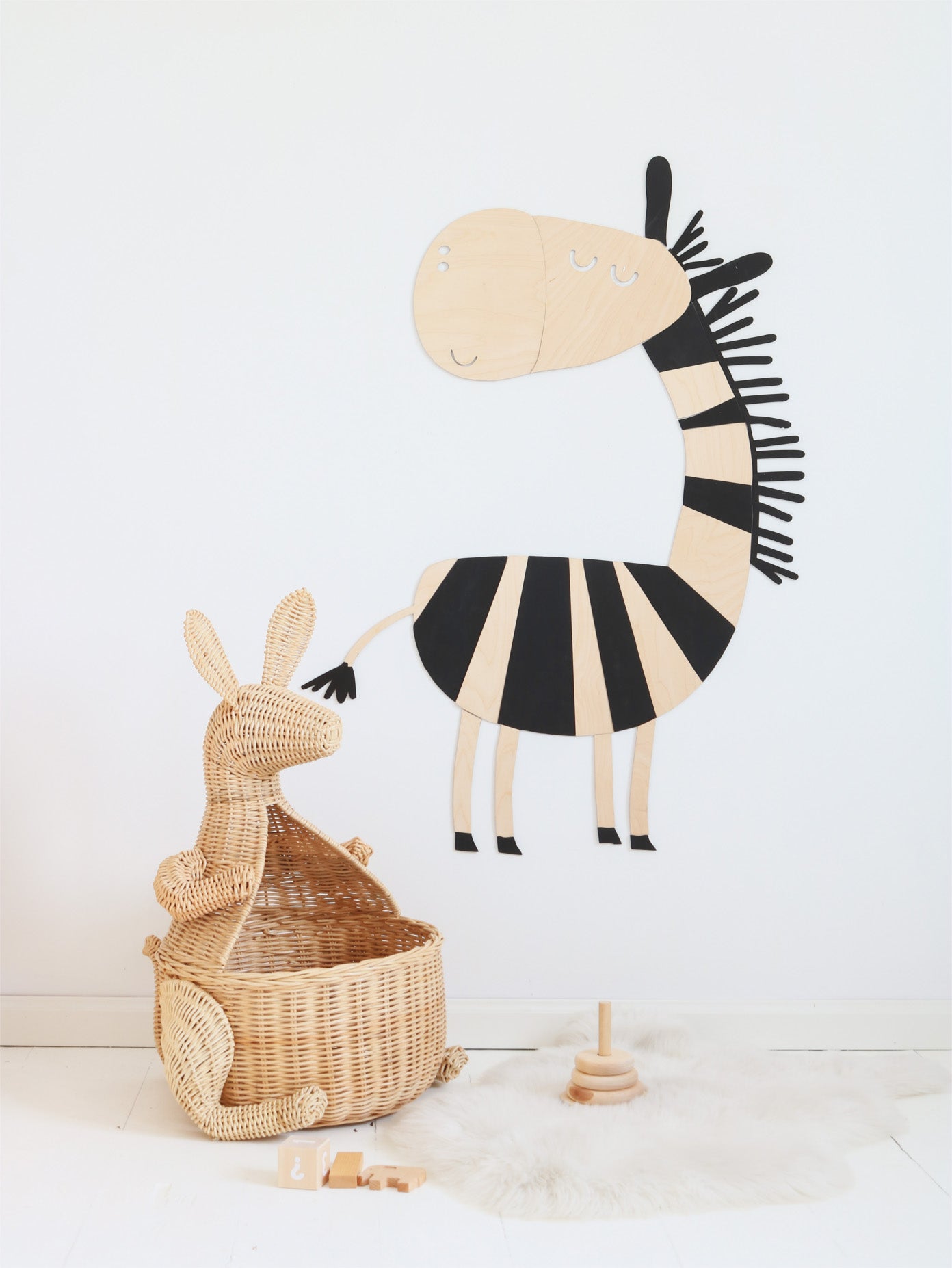 Wooden Safari Origami Wall Decoration - Zebra