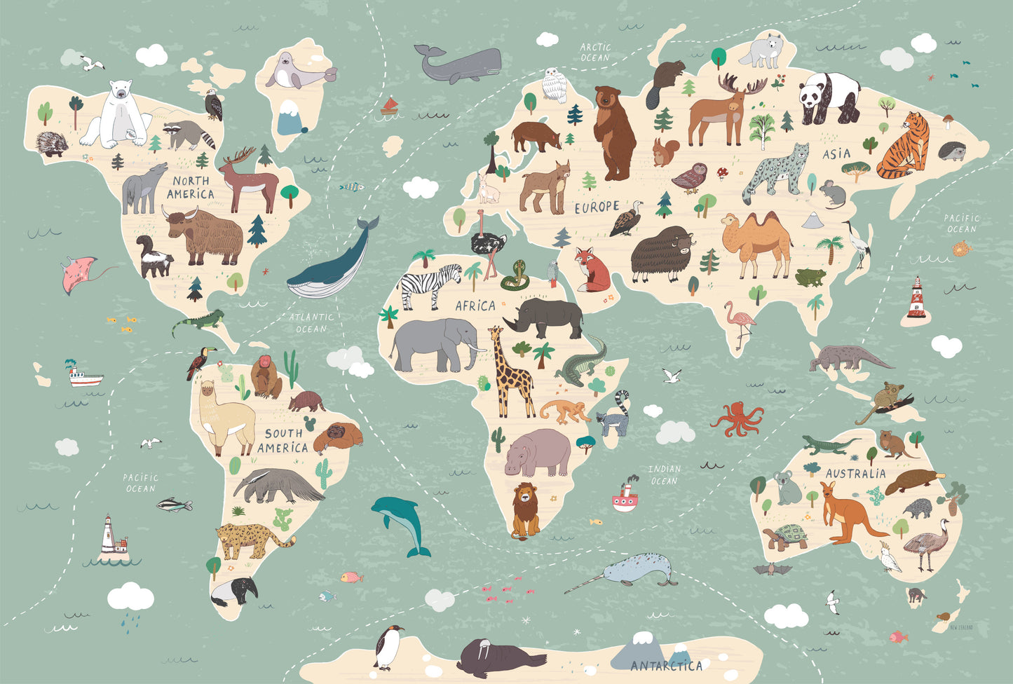 Decals - Animals Of The World Map