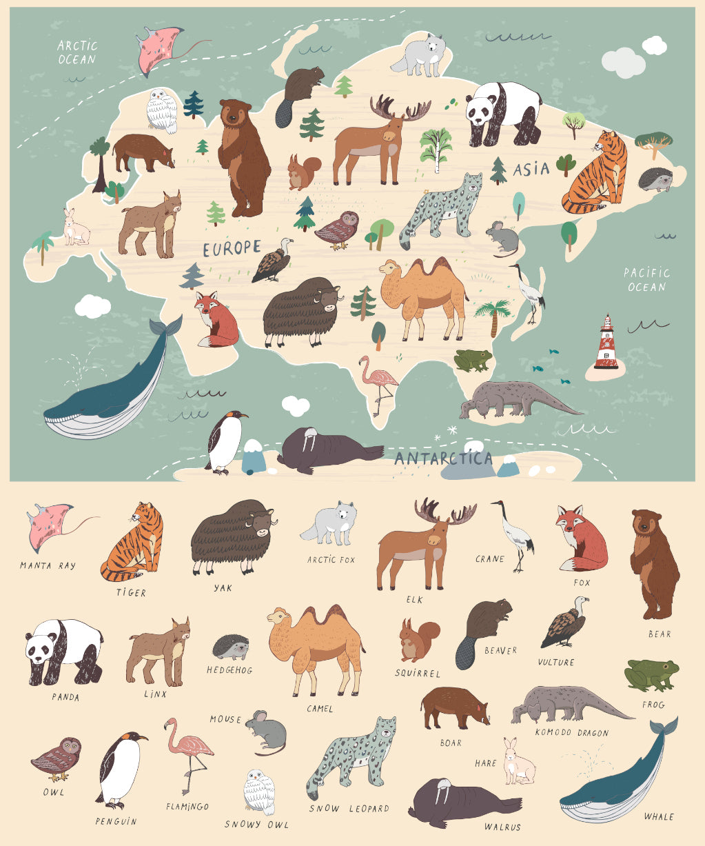 Decals - Animals Of The World Map