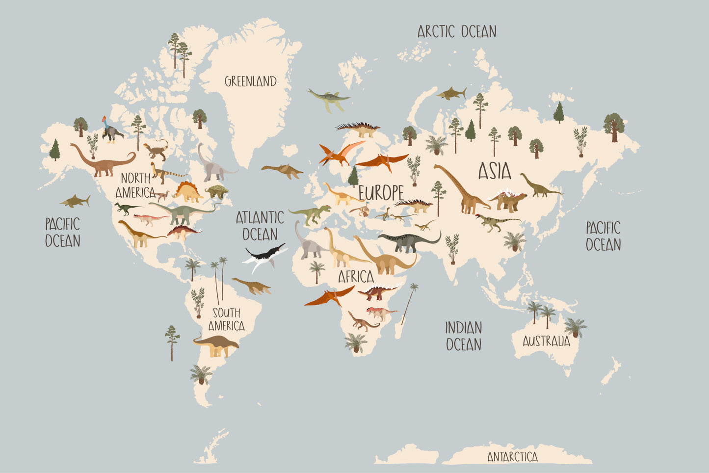 Decals - Dinosaur World Map