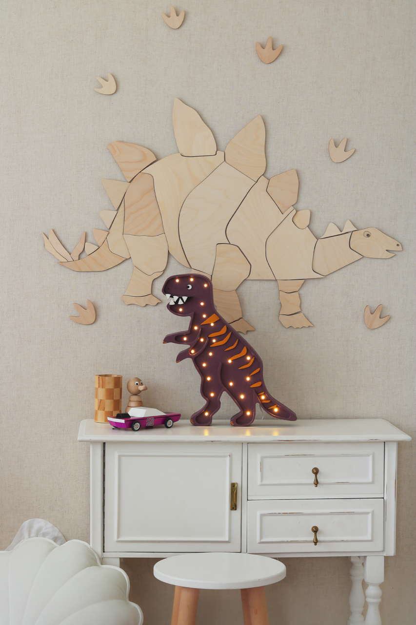 Wooden Dinosaur Origami Wall Decoration - Stegosaurus