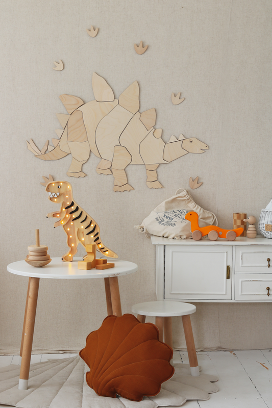 Wooden Dinosaur Origami Wall Decoration - Stegosaurus
