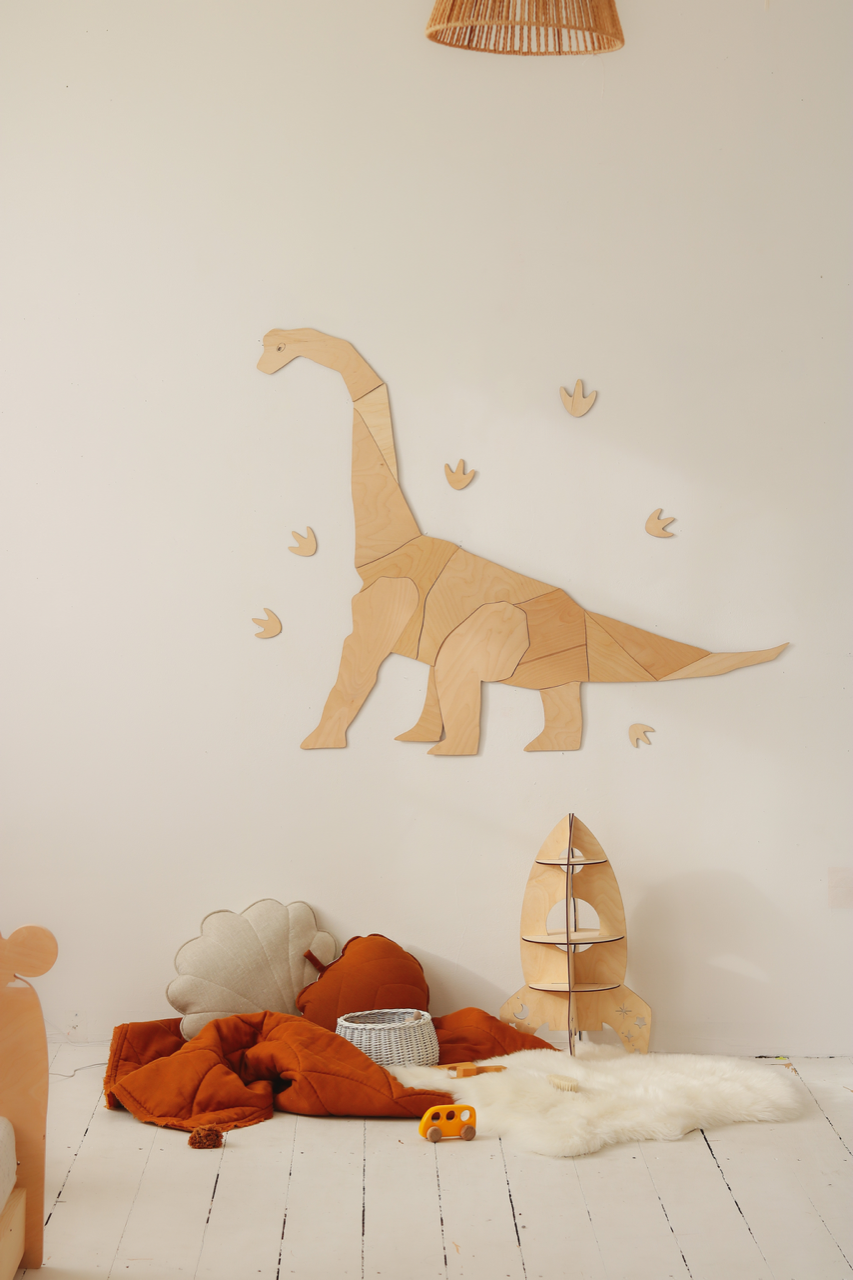 Wooden Dinosaur Origami Wall Decoration - Diplodocus