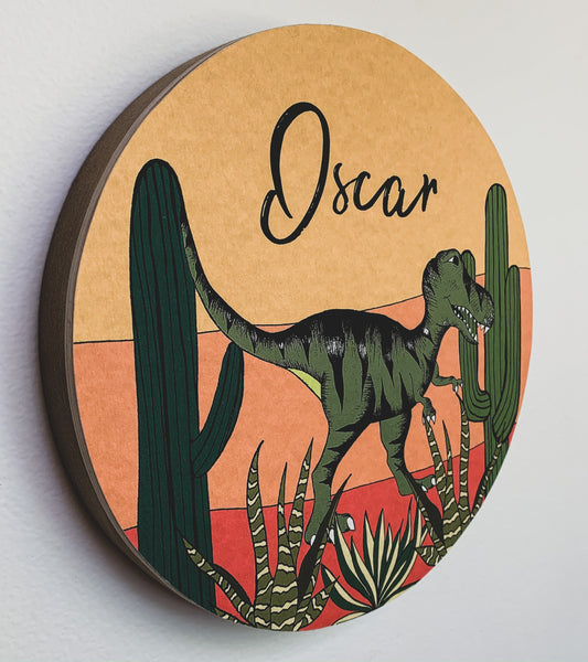 Personalised Wooden Dinosaur Plaque - Tyrannosaurus Rex