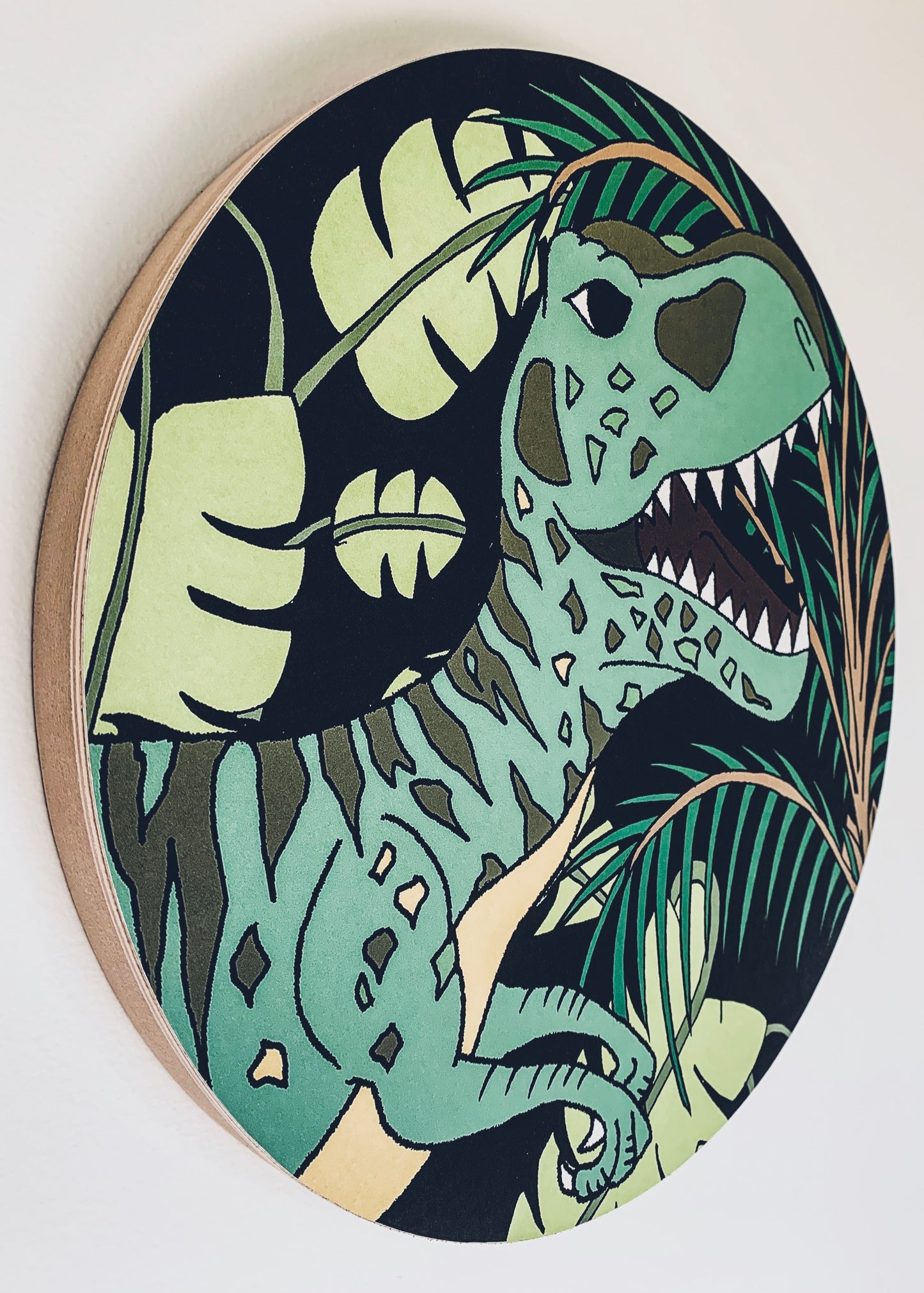 Wooden Dinosaur Plaque - Jungle Giganotosaurus Head