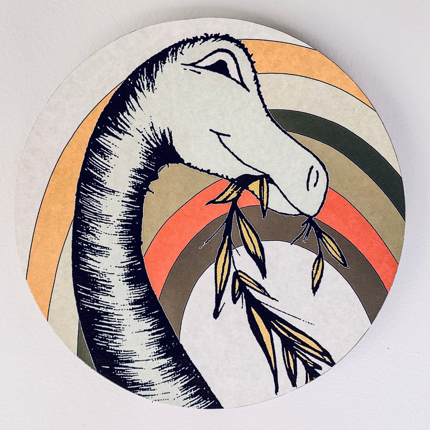 Wooden Dinosaur Plaque - Rainbow Brontosaurus Head