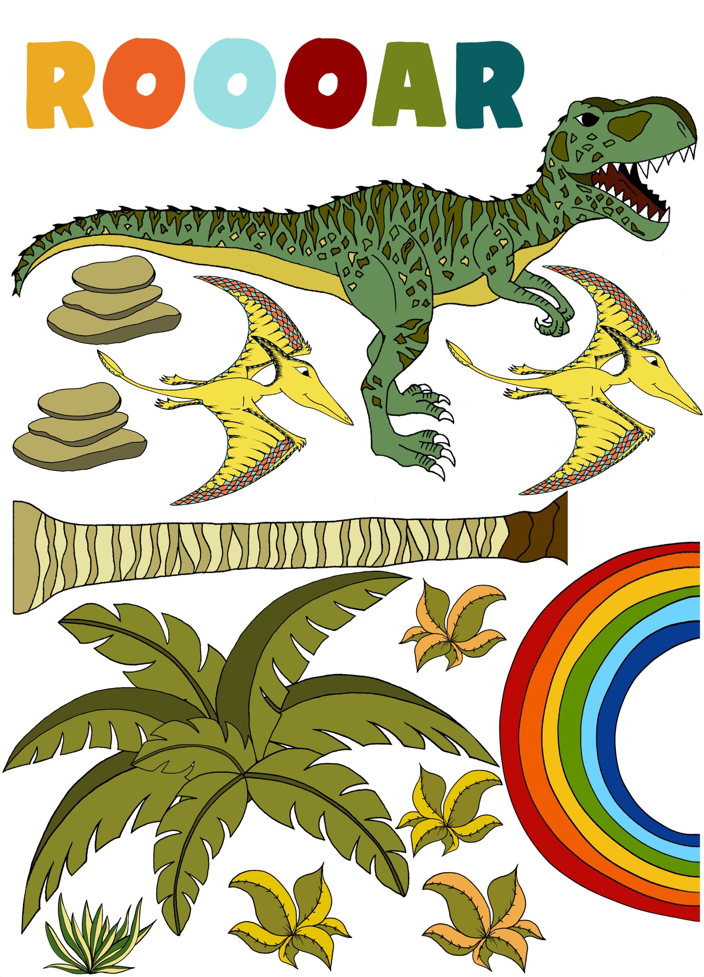 Decal Jungle Giganotosaurus Roar Rainbow Pack