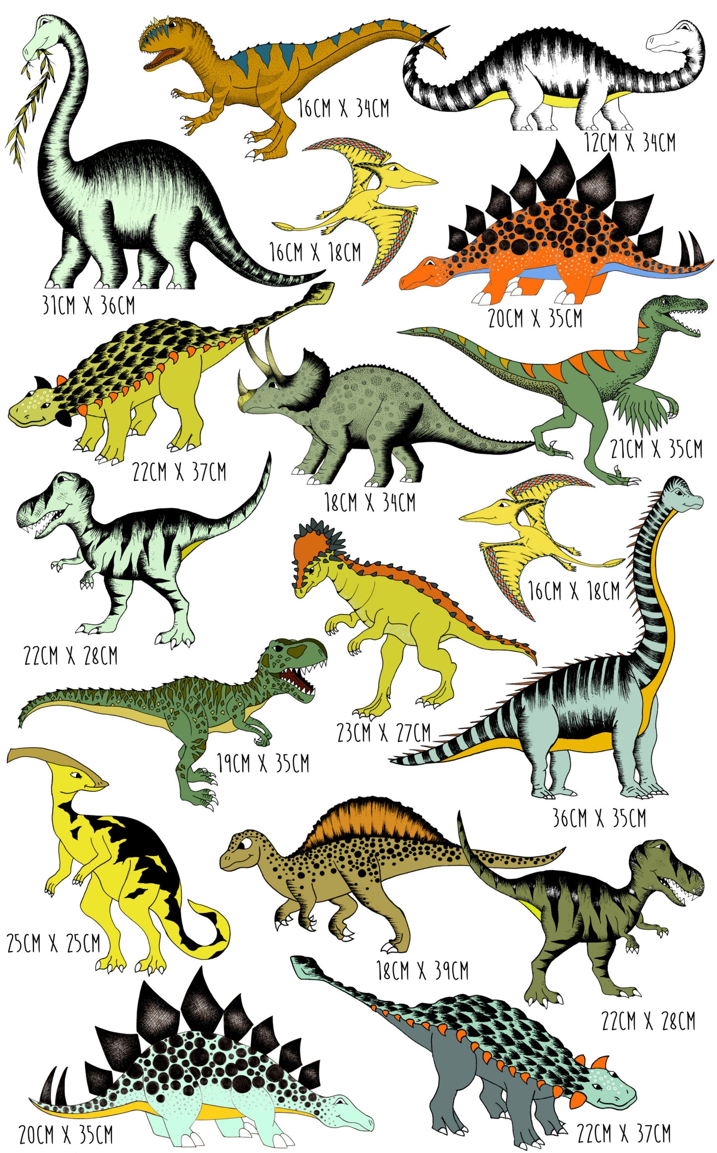 Decals - Dinosaur Mini's - 18 Pack