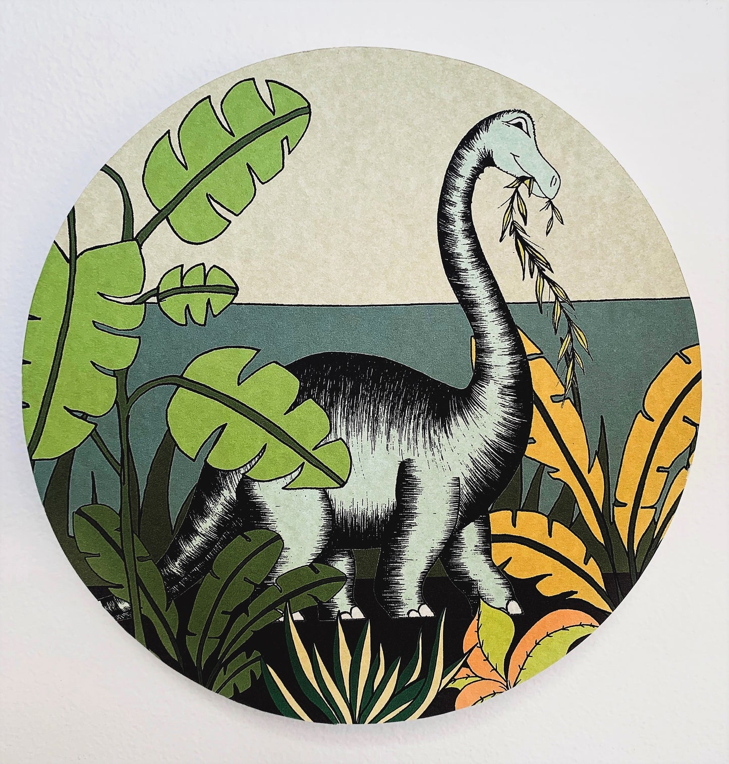 Wooden Dinosaur Plaque - In The Jungle Brontosaurus