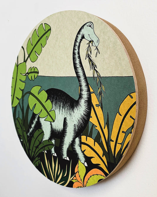 Wooden Dinosaur Plaque - In The Jungle Brontosaurus