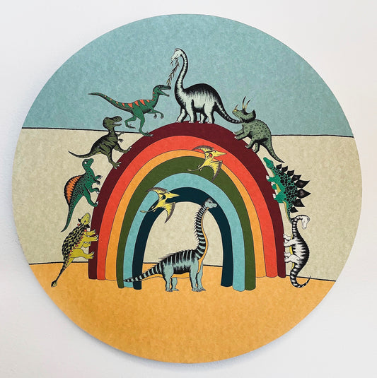 Wooden Dinosaur Plaque - Rainbowsaurus Bright