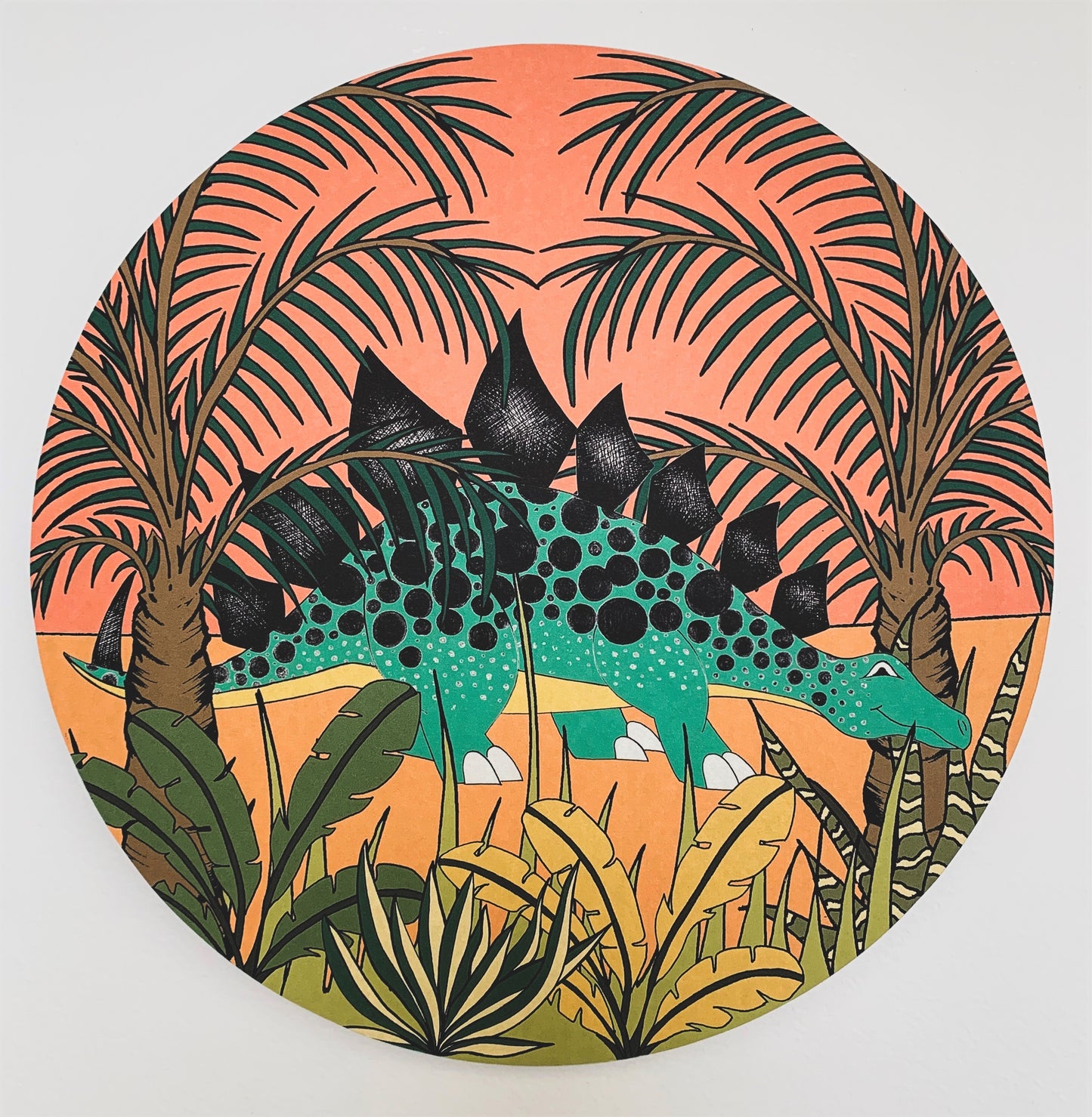 Wooden Dinosaur Plaque - Stegosaurus Jungle