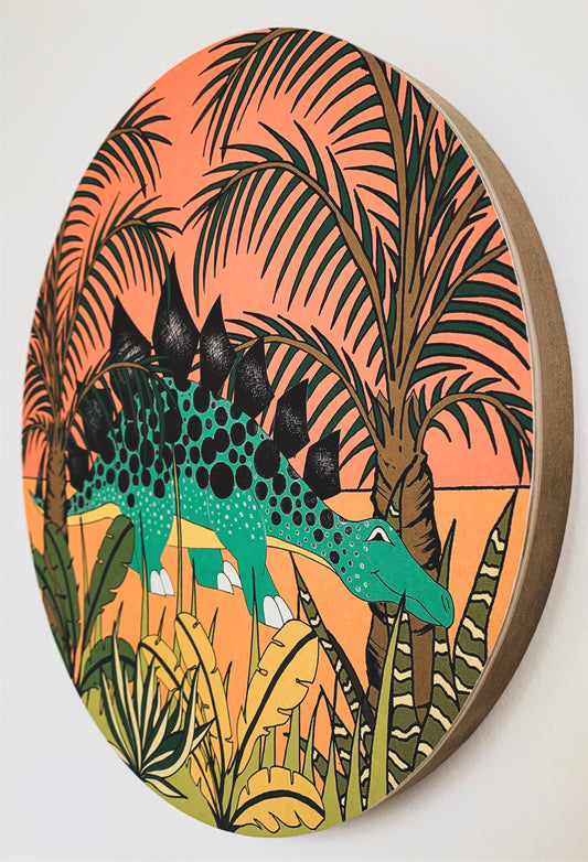 Wooden Dinosaur Plaque - Stegosaurus Jungle