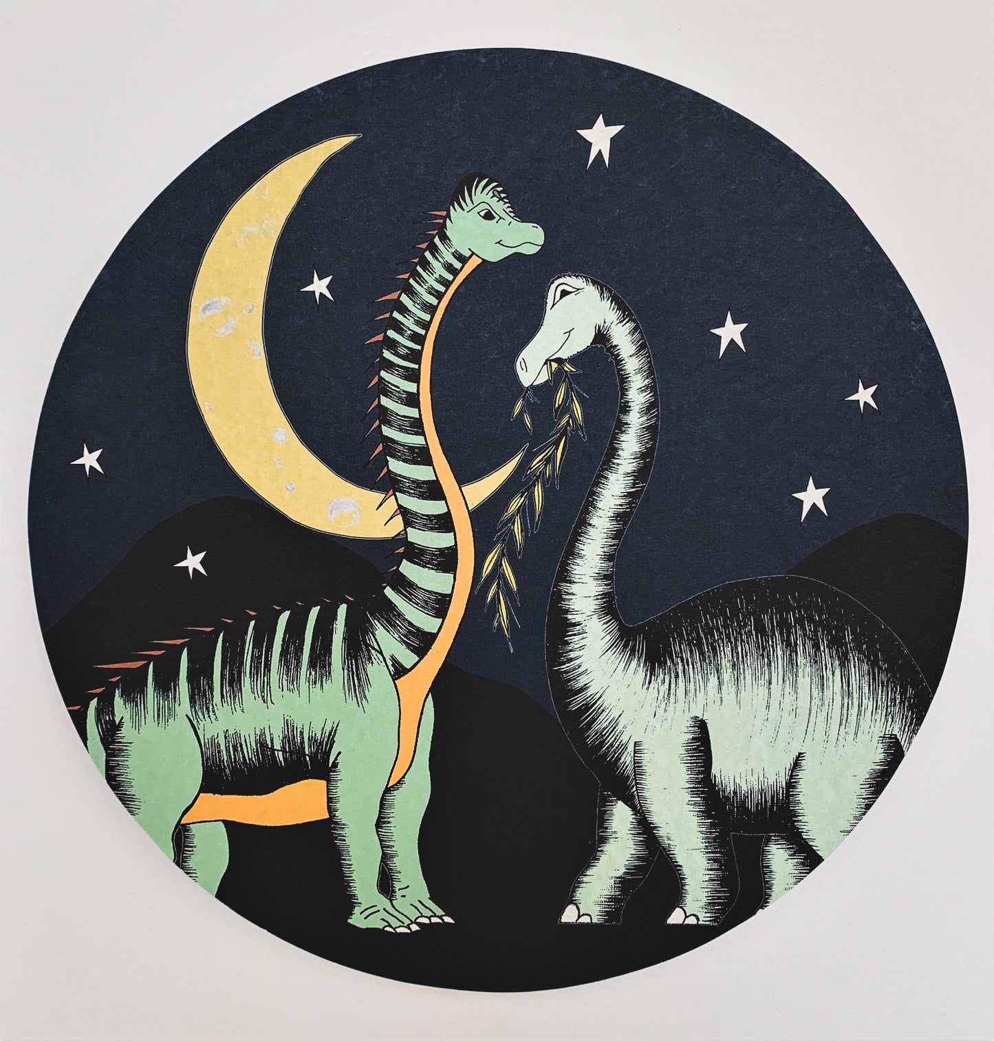 Wooden Dinosaur Plaque - Stars & Moon