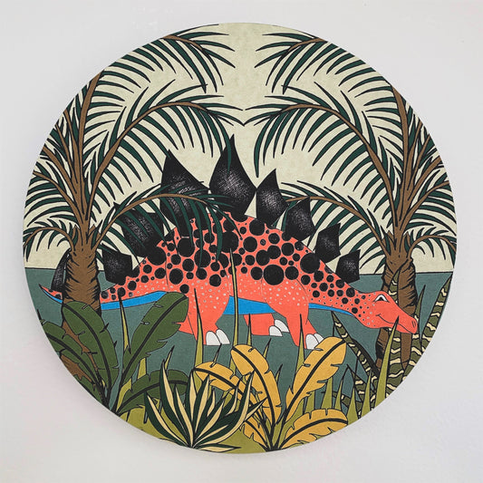 Wooden Dinosaur Plaque - Stegosaurus Jungle