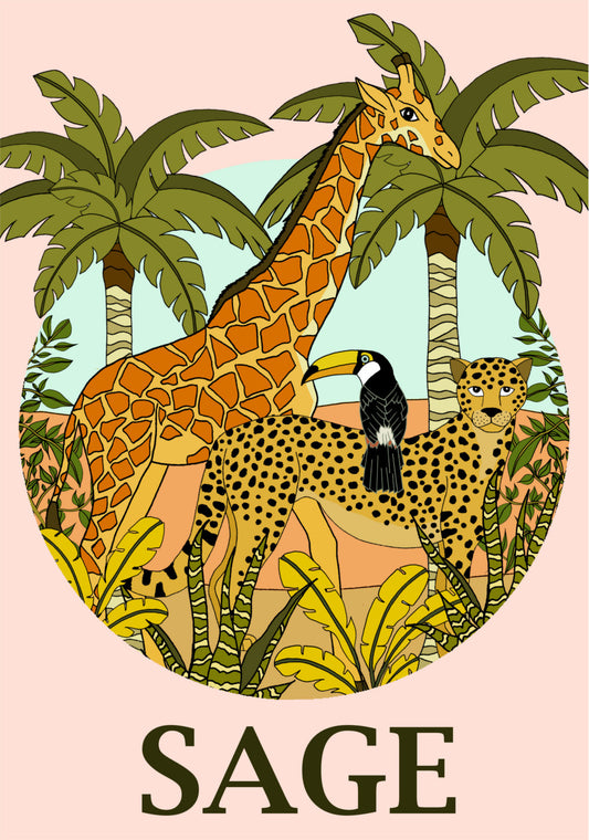 Art Print - Personalised Safari Name Print