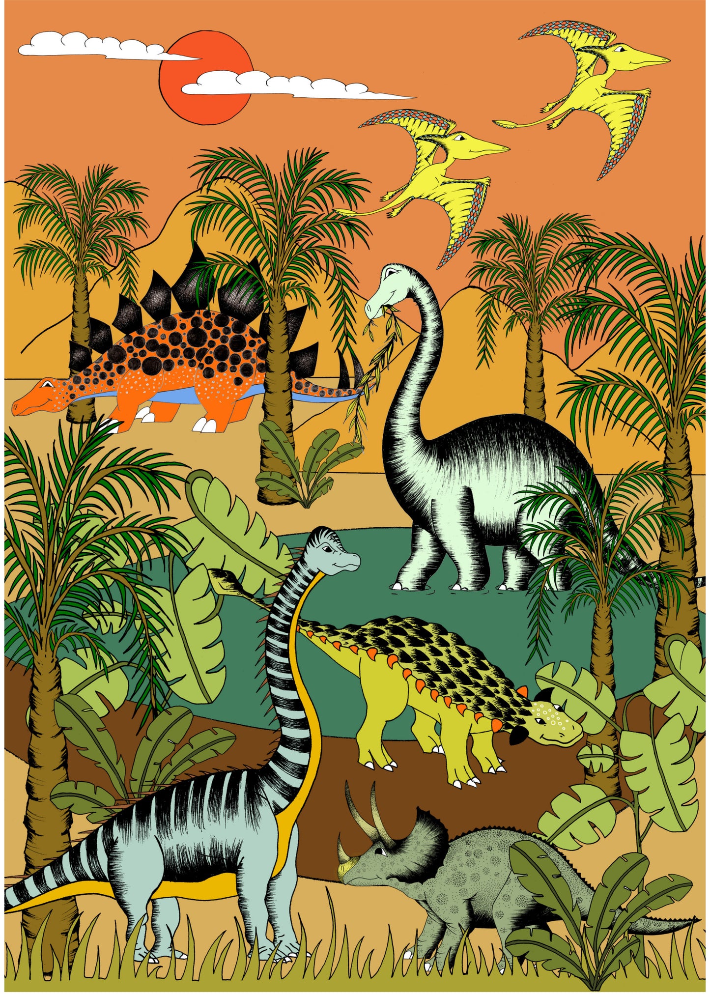 Art Hanger - Large - Dinosaur Oasis Starry Night - 50cm x 70cm