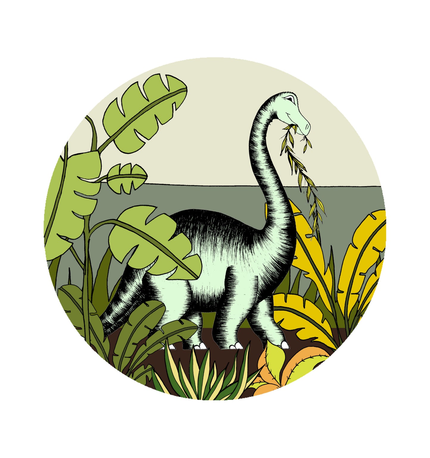Decal Rounds - IN THE JUNGLE BRONTOSAURUS