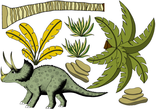 Decals - Dinosaur - Single Palm & Dinosaur Pack - Triceratops