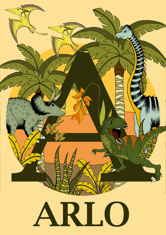 Art Print - Personalised Dinosaur Name Print