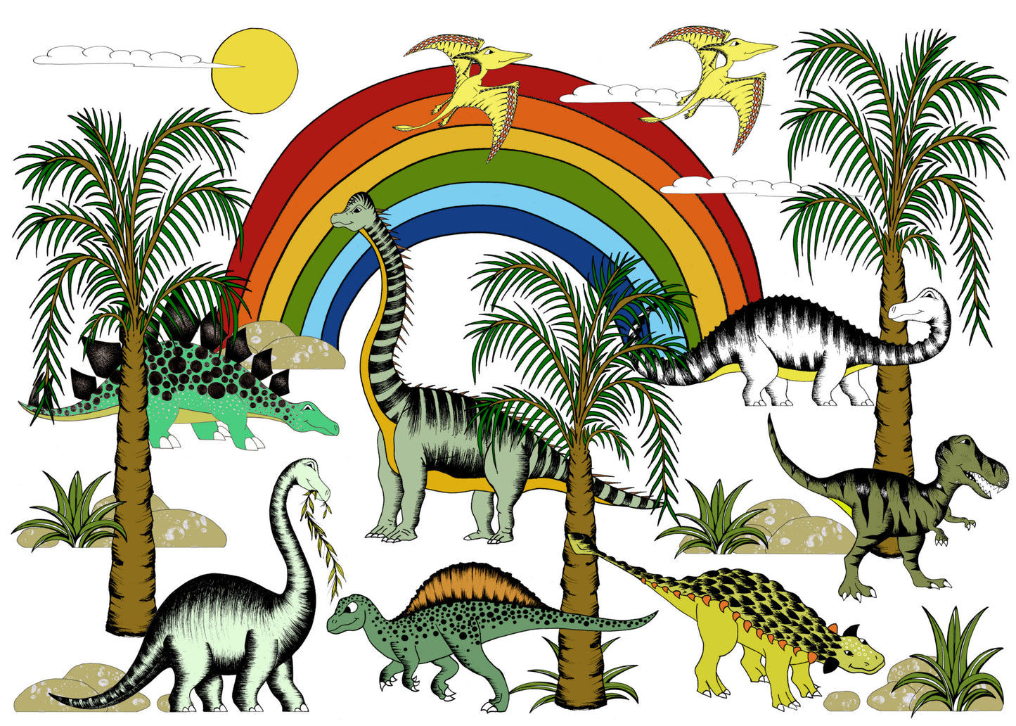 Print - Rainbow Dinosaur Jungle