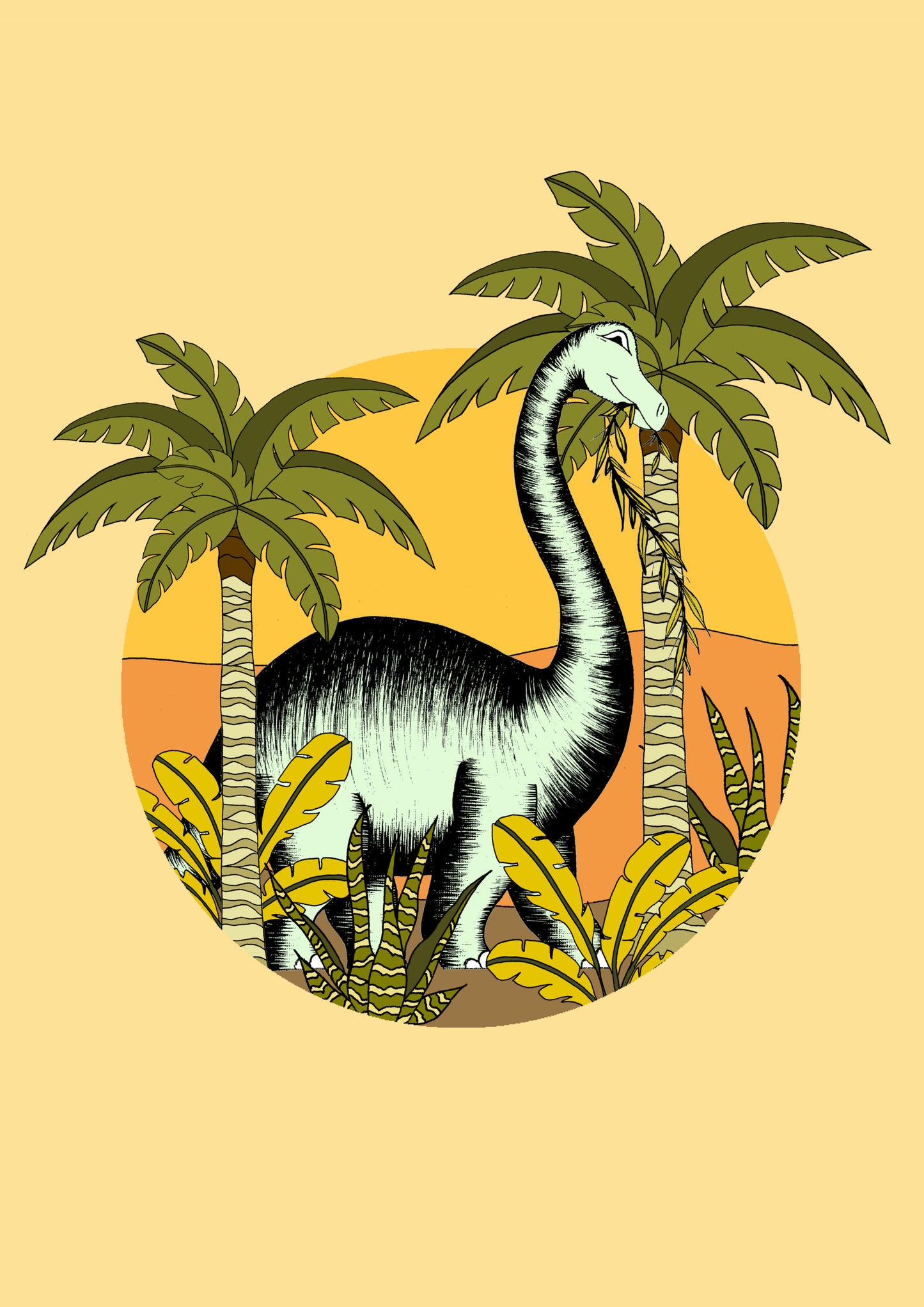 Print - Dinosaur Sunsets - Brontosaurus