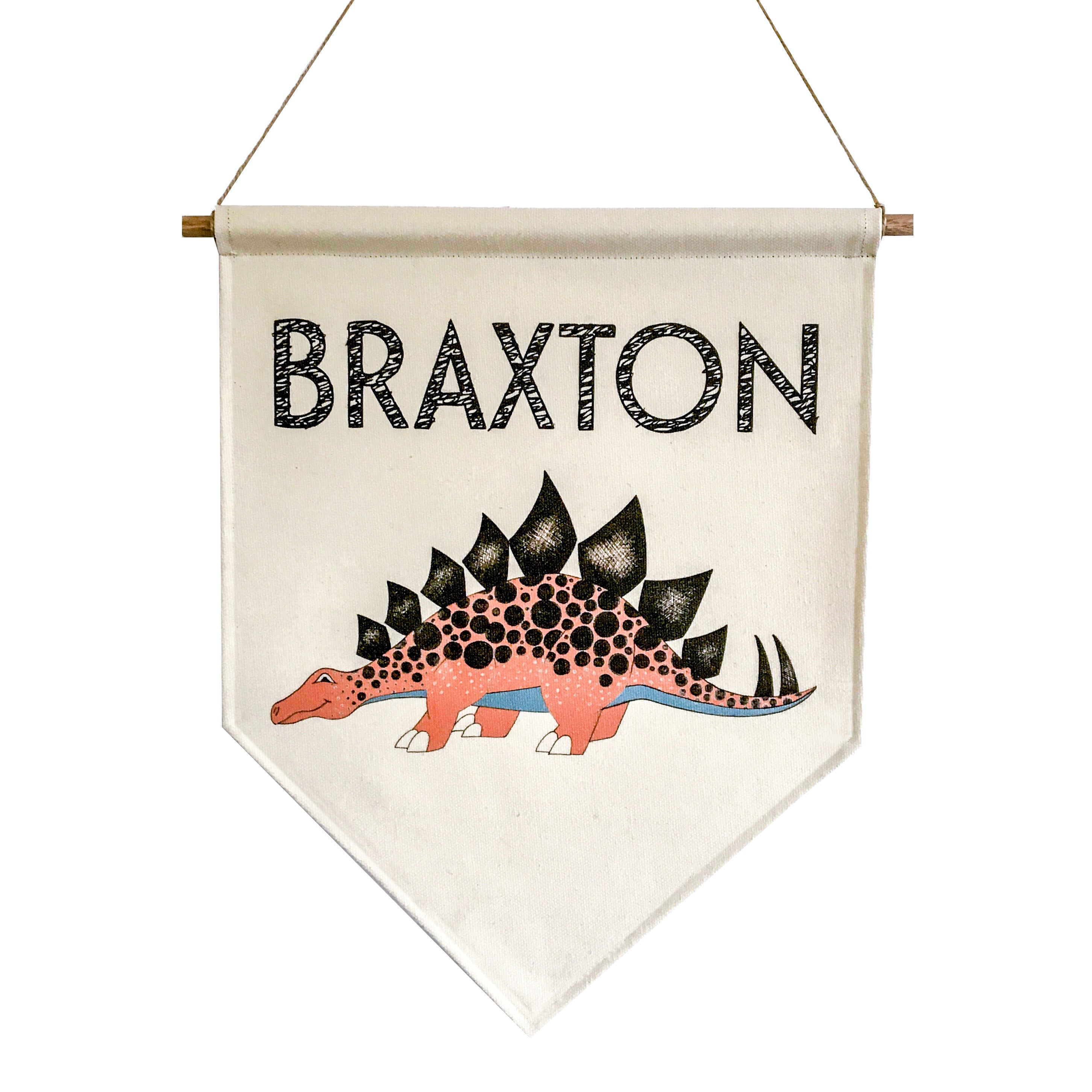 Personalised Dinosaur Name Banner - Stegosaurus - Orange