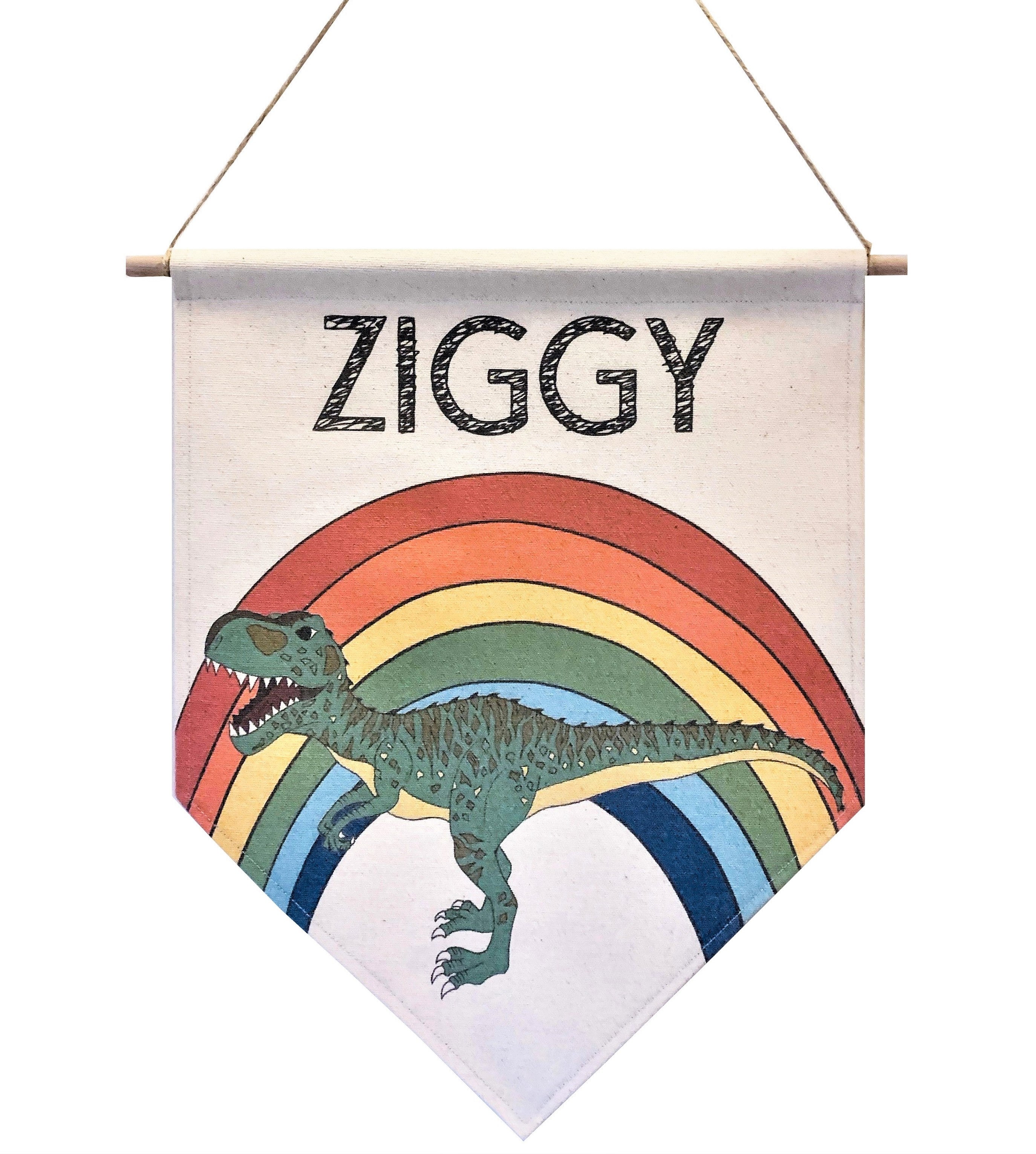 Personalised Dinosaur Name Banner - Rainbow Giganotosaurus