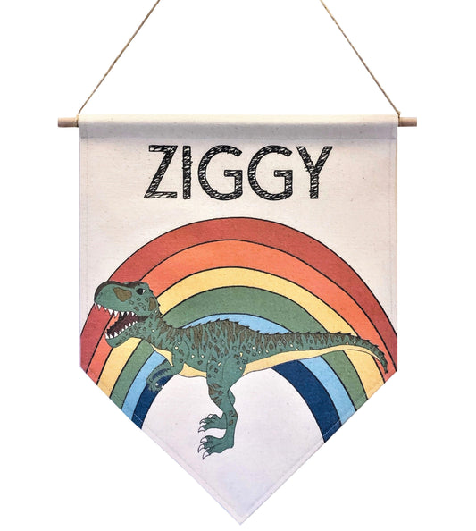 Personalised Dinosaur Name Banner - Rainbow Giganotosaurus