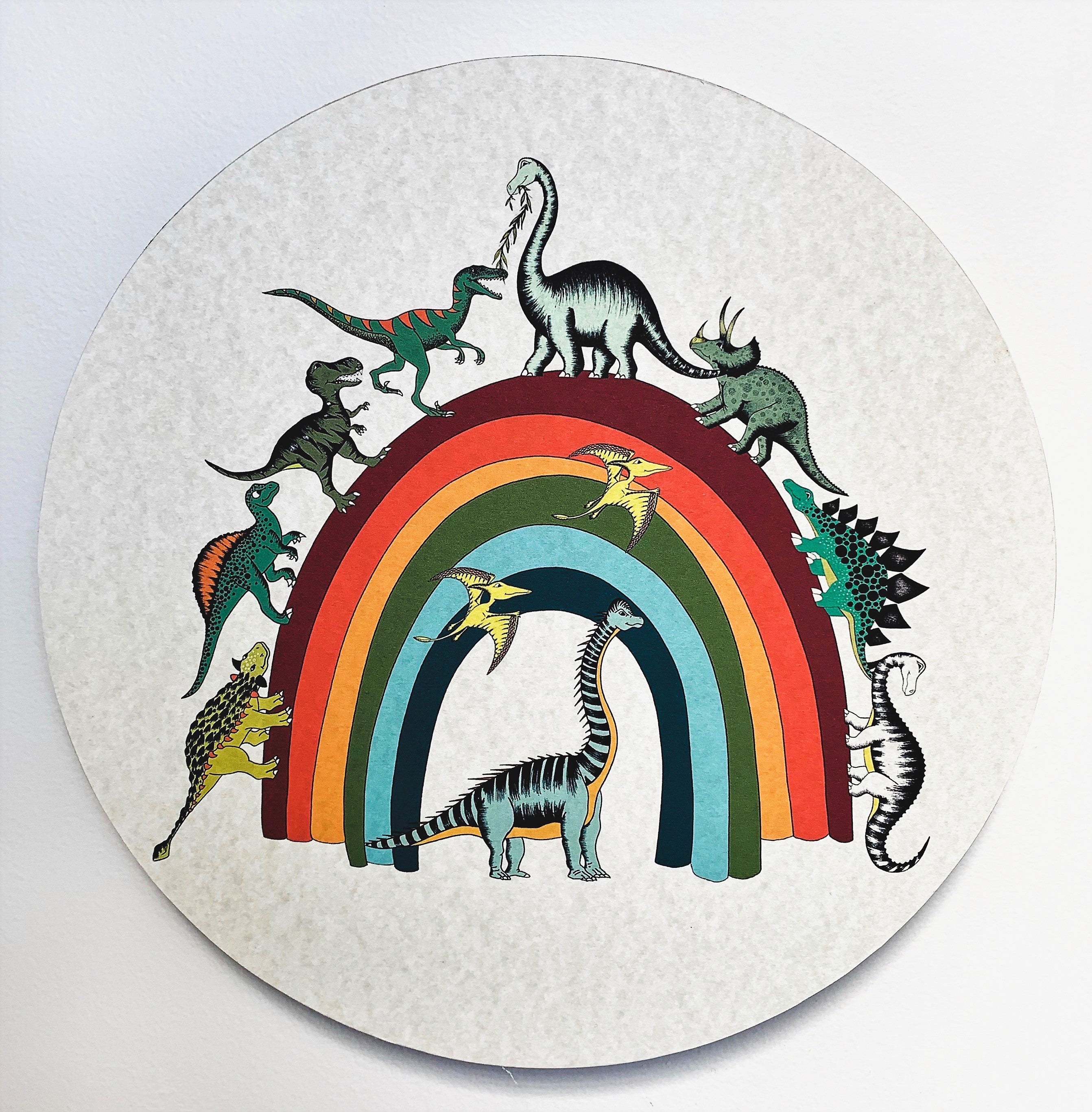Wooden Dinosaur Plaque - Rainbowsaurus