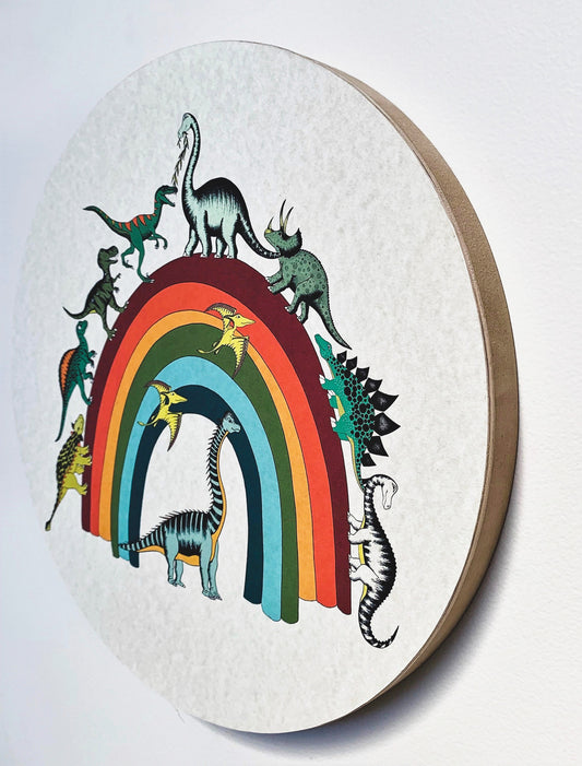 Wooden Dinosaur Plaque - Rainbowsaurus
