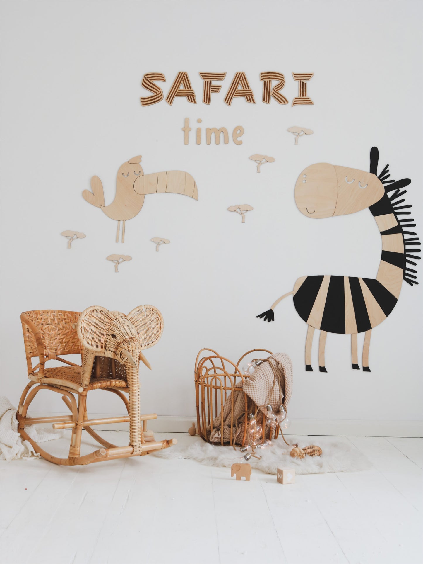 Wooden Safari Origami Wall Decoration - Zebra